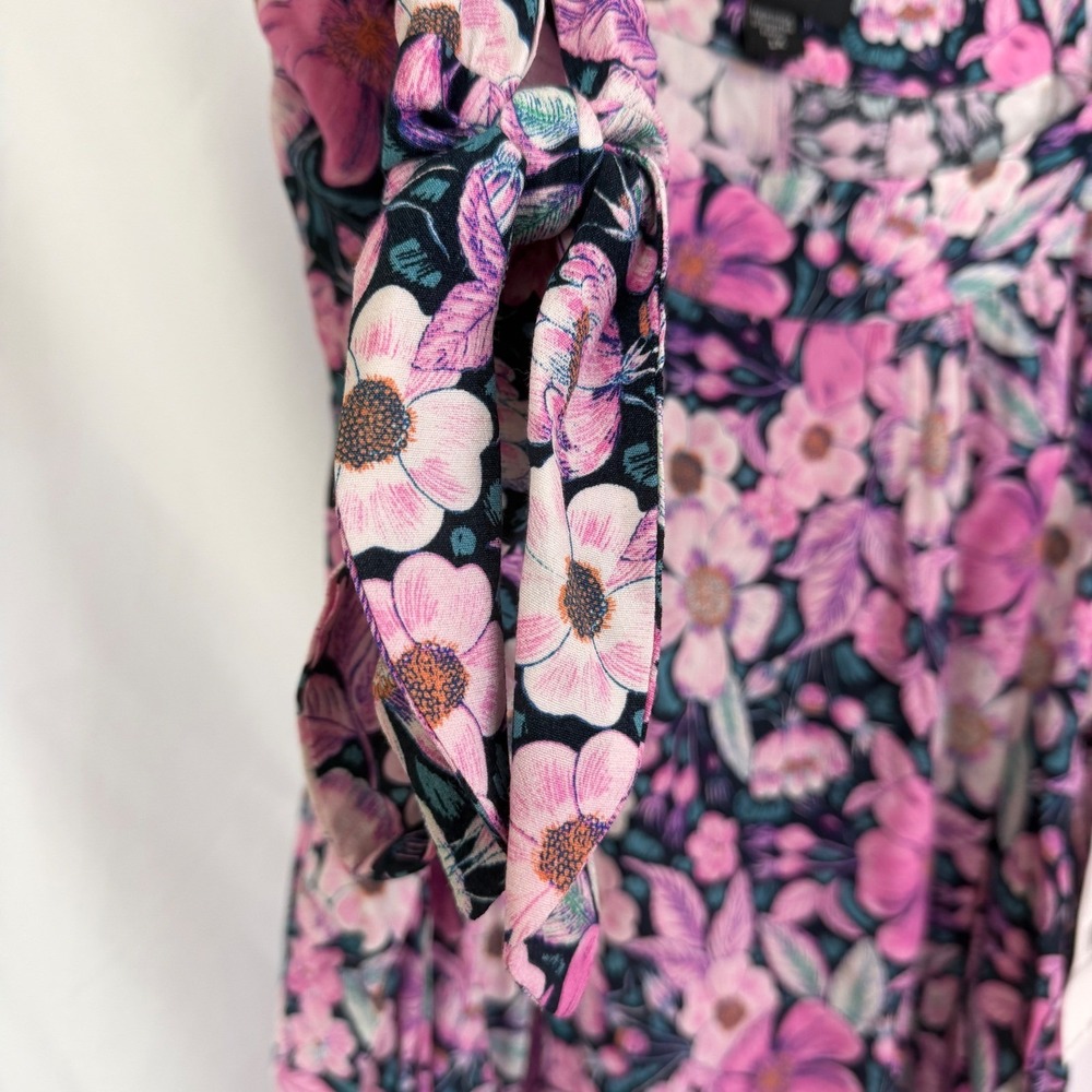 Karen Kane Womens 1X Square Neck Floral Tie Sleeve Viscose Boho Top NWT $158 - Picture 2 of 9